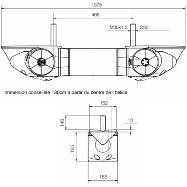 Propulseur externe double EX180D 120/180KG 24V – Image 4